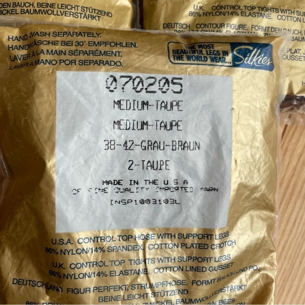 Silkies Nylon‎ Control Top Medium 3 pkgs Taupe, Mocha Made in USA Neutral Ballet